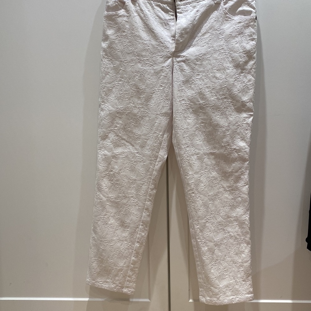 ALICE & OLIVIA white brocade like crop pants s8